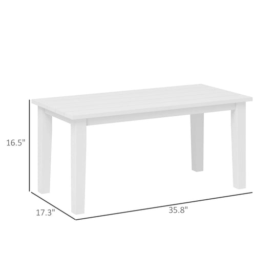 ZIRAV HDPE Outdoor Coffee Table, All-Weather Rectangle Patio Coffee Table, Plastic Outdoor Patio Table with Slatted Tabletop for Garden, Balcony, Backyard,White