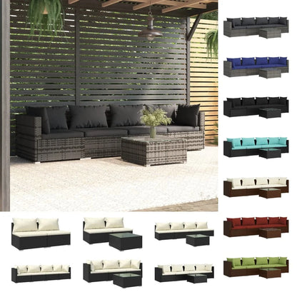 vidaXL Wicker Patio Furniture 3 Piece with Cushions Gray Poly Rattan
