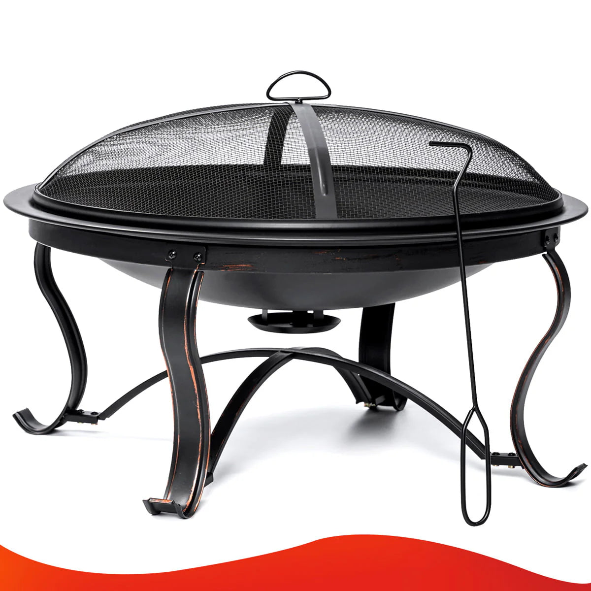 SinglyFire 30inch Fire Pits for Outside Firepit Outdoor Fire Pit Wood Burning Portable Firepit Bonfire Pit Steel Round Outdoor Fireplace for Deck Camp Patio with Ash Plate,Spark Screen,Log Grate,Poker