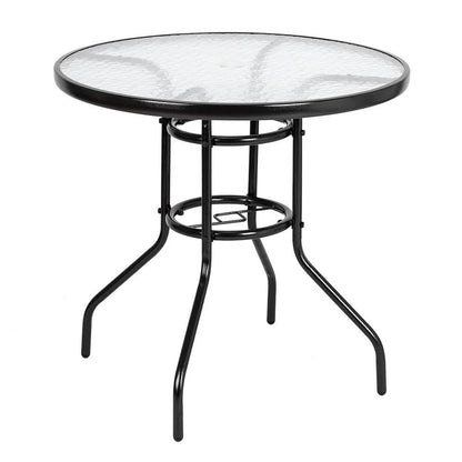 32" Outdoor Patio Rattan Wicker Bar Round Table Glass Top Yard Garden Furniture
