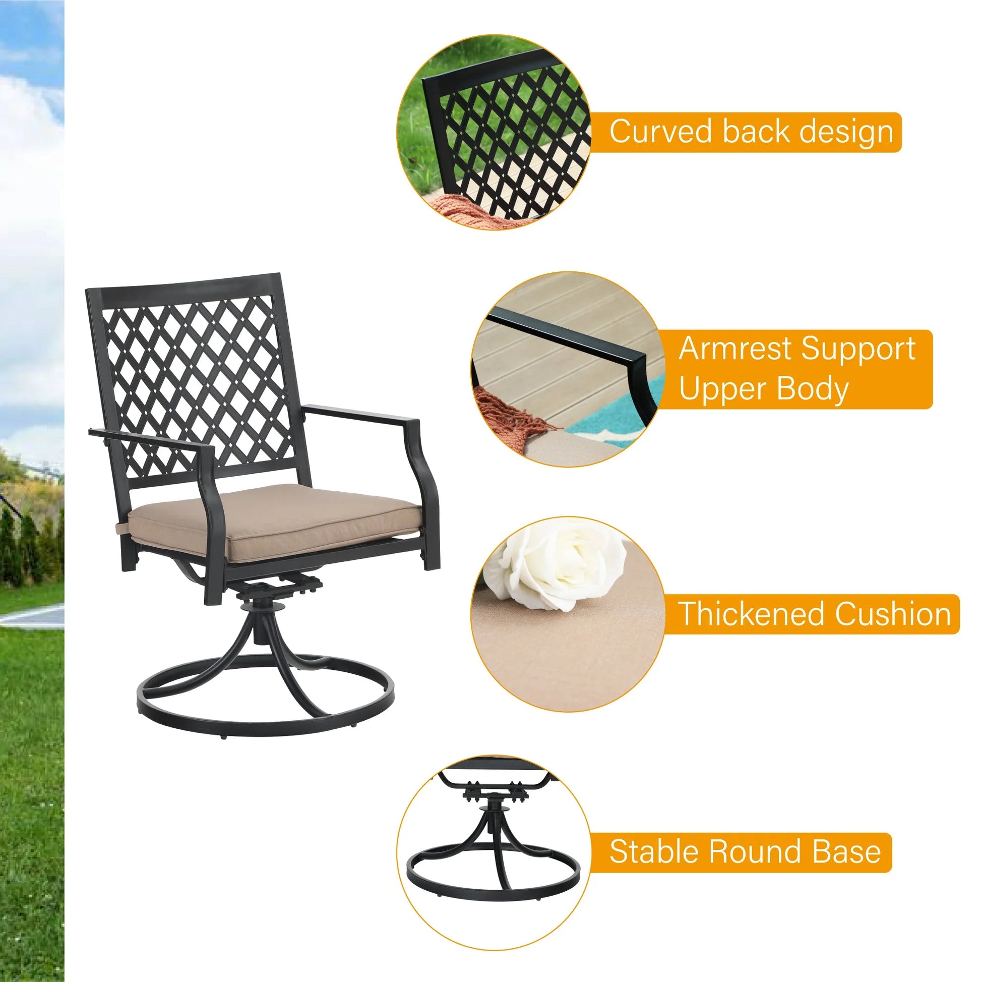 Sophia & William 7 Pieces Metal Patio Dining Set Outdoor Furniture Set with Umbrella Hole