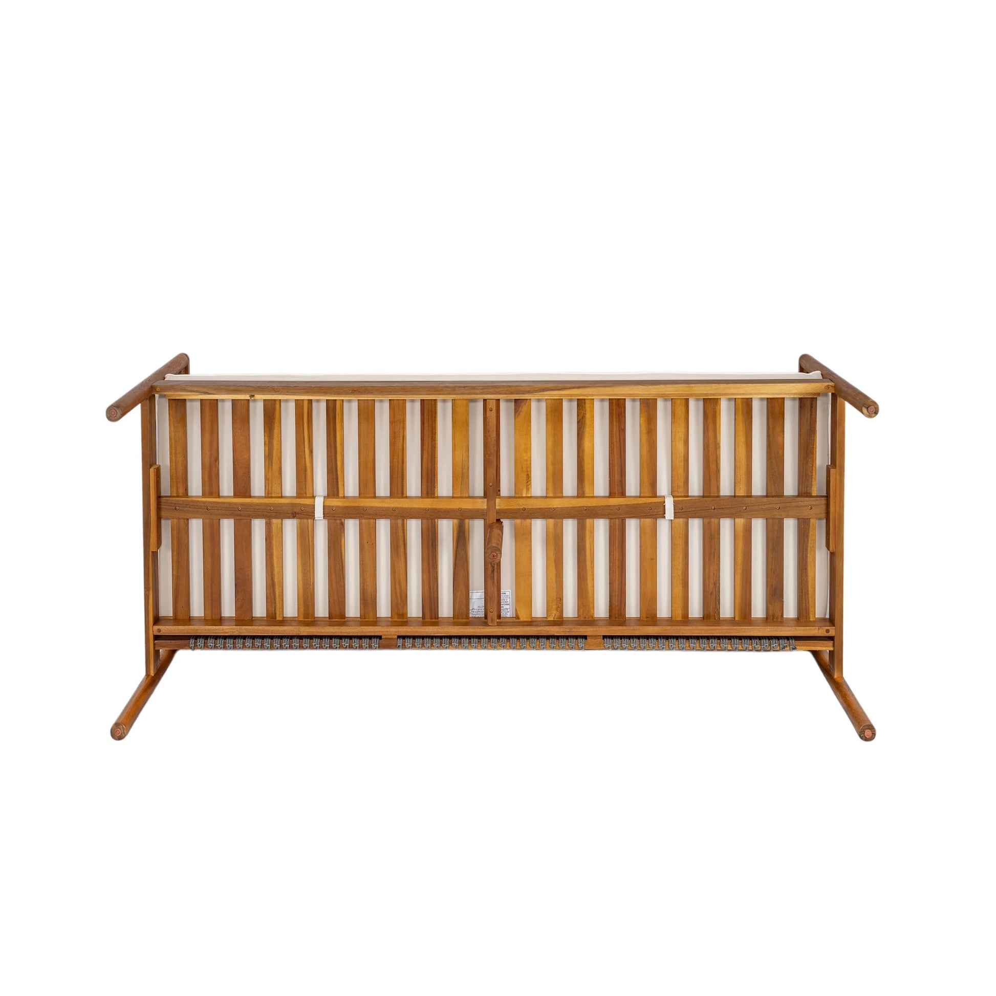 Christopher Knight Home Outdoor Patio 3-Seater Sofa with Rope Back and Cushions, Acacia Wood Frame, Cream+Teak