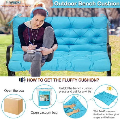 Replacement Cushions for Swing, Waterproof Porch Swing Cushion, 2-3 Seat Outdoor Bench Cushion with Backrest for Patio Furniture Garden Porch Loveseat Glider Pad (Sky Blue 70*40in)