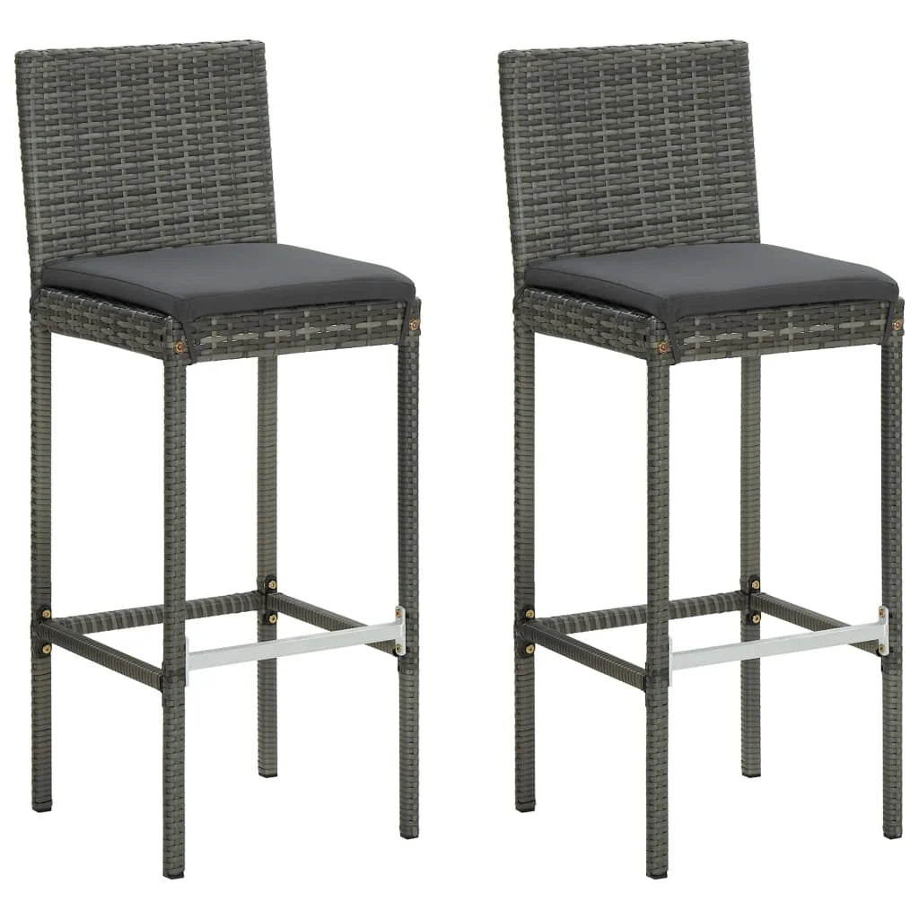 vidaXL Patio Bar Set Outdoor Bistro Set Bar Stool Bistro Table Poly Rattan