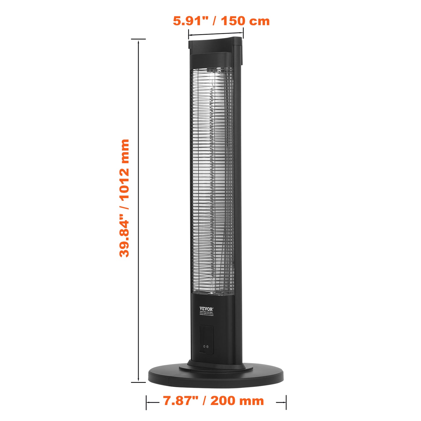 VEVOR Infrared Heater, 1500W Remote Control Electric Space Heater, Patio Heater w/3 Speeds & Timer & Tip-Over Protection, Outdoor/Outdoor for Bedroom,Studio,Porch,Dining Room,Studio, Stand,40in L