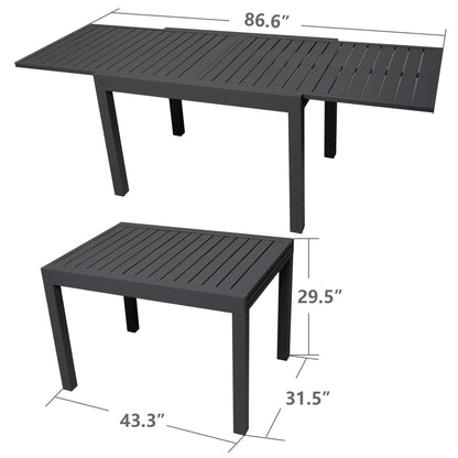 Kozyard Villa Outdoor Patio Metal Slate and Aluminum Rectangle Dining Table ( Gray )