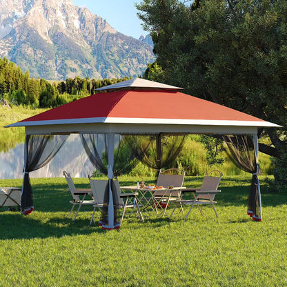 Ataucjin 13x13 Gazebo, Outdoor Canopy Tent with Mosquito Net, Height Adjustable Canopy Gazebo, Large Shade Tent for Camping, Lawn, Backyard, Garden, Patio