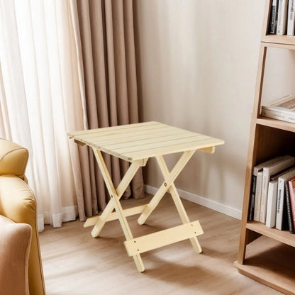 Folding Square Table Patio Outdoor solid wood Table for Backyard, Balcony, Portable Design Space-Saving Natural Wood Color