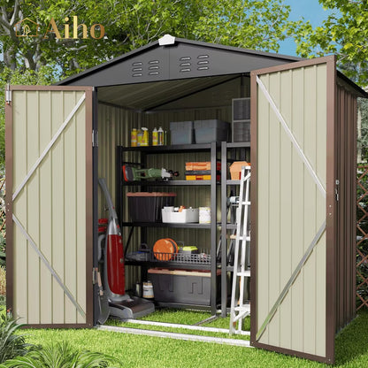 6' x 4' Outdoor Storage Shed on Sale, Aiho Shed & Outdoor Storage Clearance, Metal Storage Shed for Outside, Backyard, Garden & Patio - Dark Gray