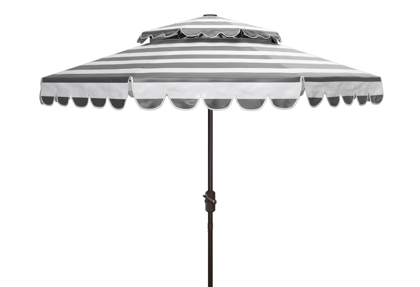 Safavieh Vienna 9' Market Crank Double Top Patio Umbrella, Grey/White