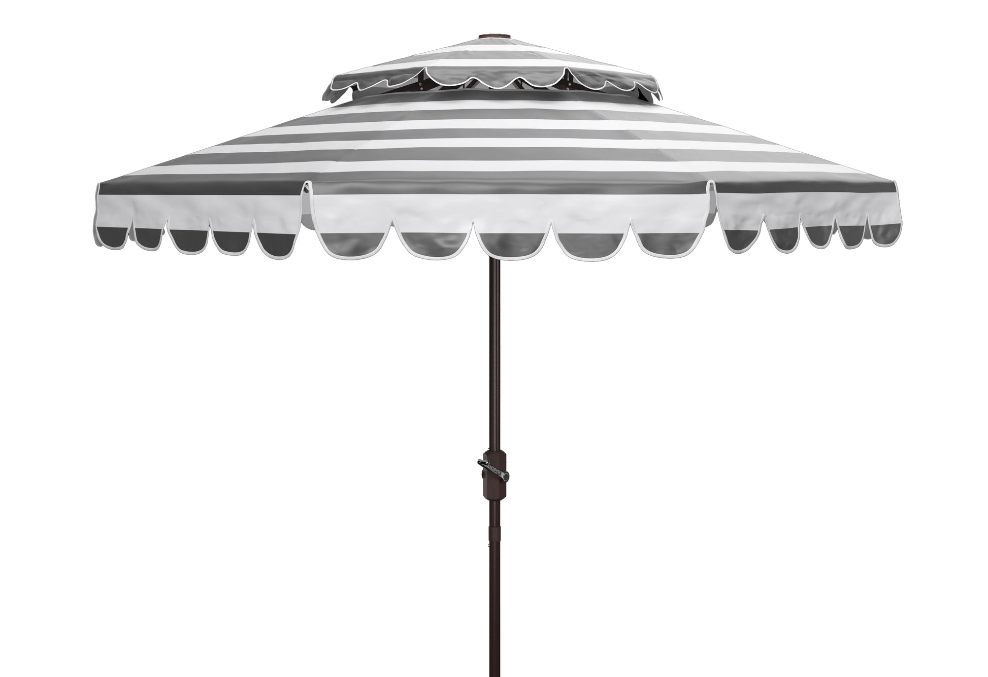 Safavieh Vienna 9' Market Crank Double Top Patio Umbrella, Grey/White