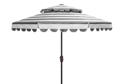 Safavieh Vienna 9' Market Crank Double Top Patio Umbrella, Grey/White