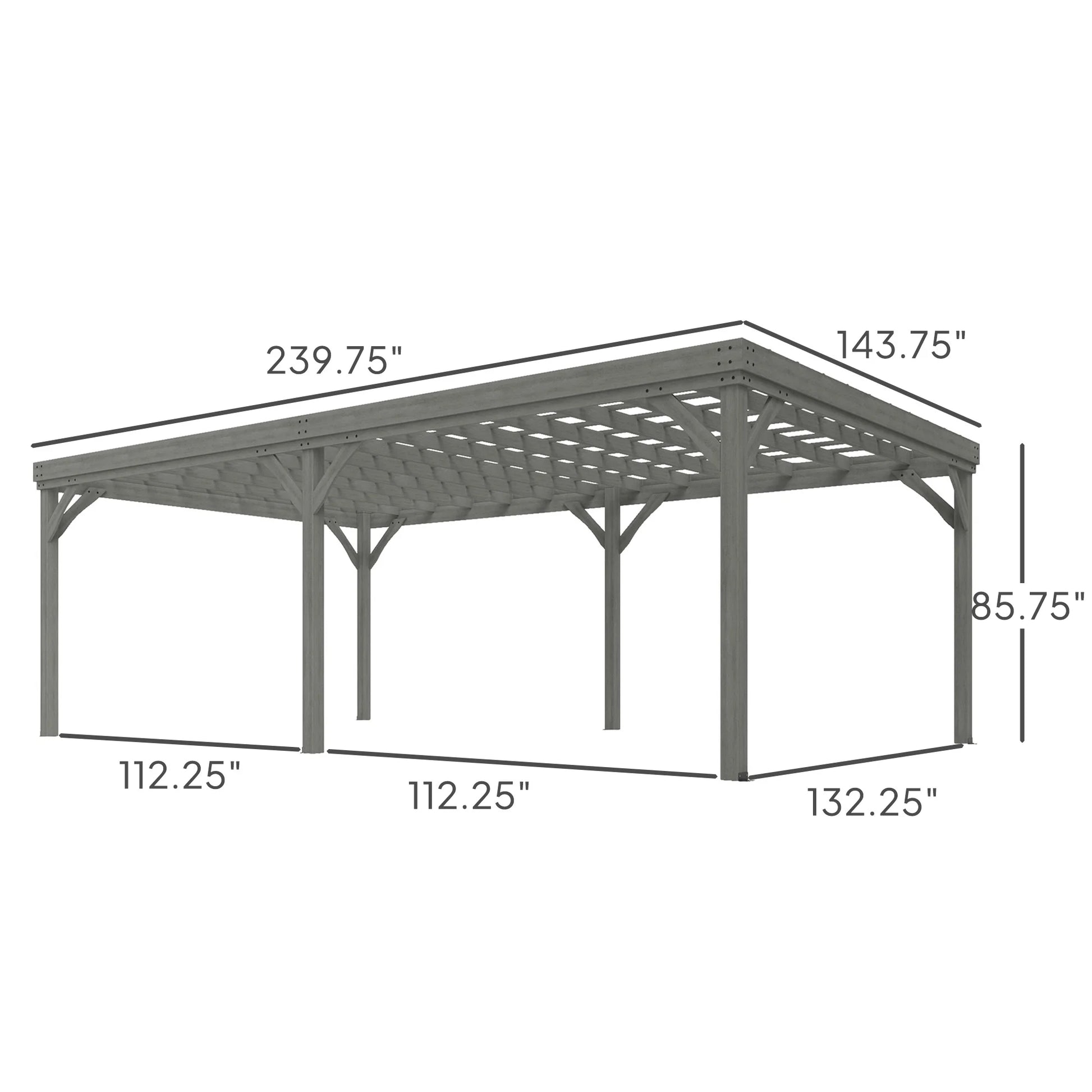 Outsunny 12' x 20' Outdoor Wooden Pergola, Grape Vine Gazebo with Concrete Anchors for Garden, Patio, Backyard, Deck, Gray
