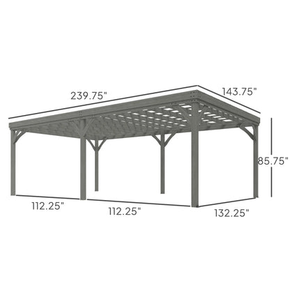 Outsunny 12' x 20' Outdoor Wooden Pergola, Grape Vine Gazebo with Concrete Anchors for Garden, Patio, Backyard, Deck, Gray