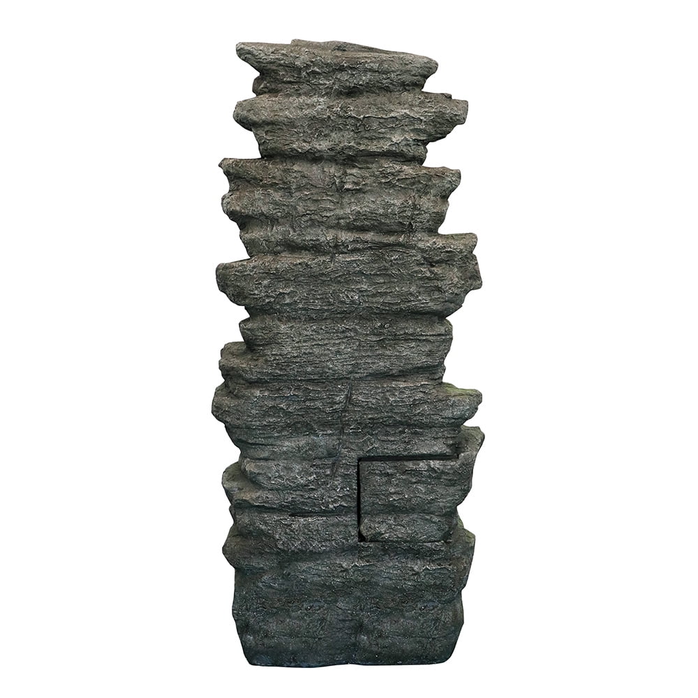 Willwolf Outdoor Water Fountain with LED Lights, 6-Tiered Electric Resin Waterfall for Garden Patio Lawn Yard and Porch