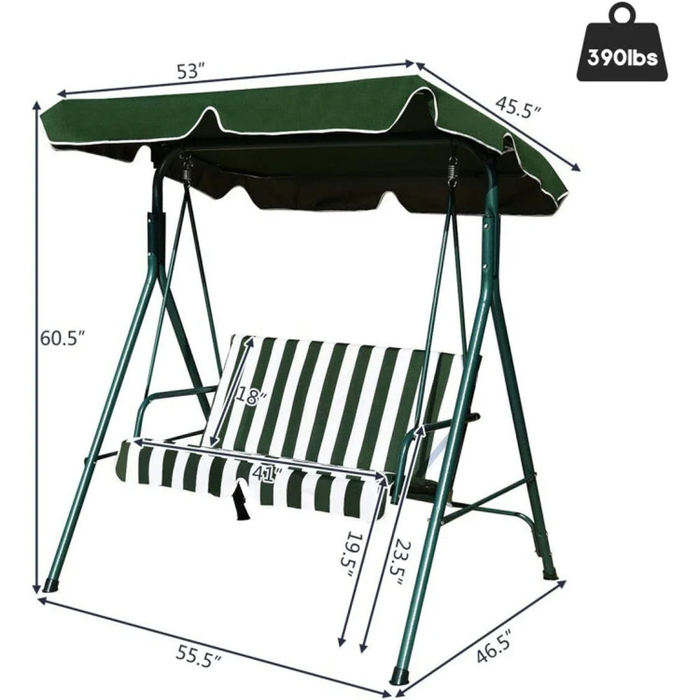 Kadyn Patio Swings for Porch,Comfortable Porch Swings,Loveseat Cushioned Patio Steel Frame Swing Glider -Green