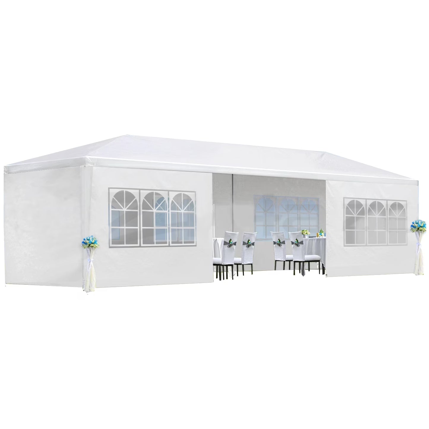 10FTx30FT Wedding Party Canopy Tent With 8 Removable Sidewalls Waterproof Canopy Patio Wedding Gazebo Outdoor Wedding Party Tent For Household Wedding Party Parking Shed