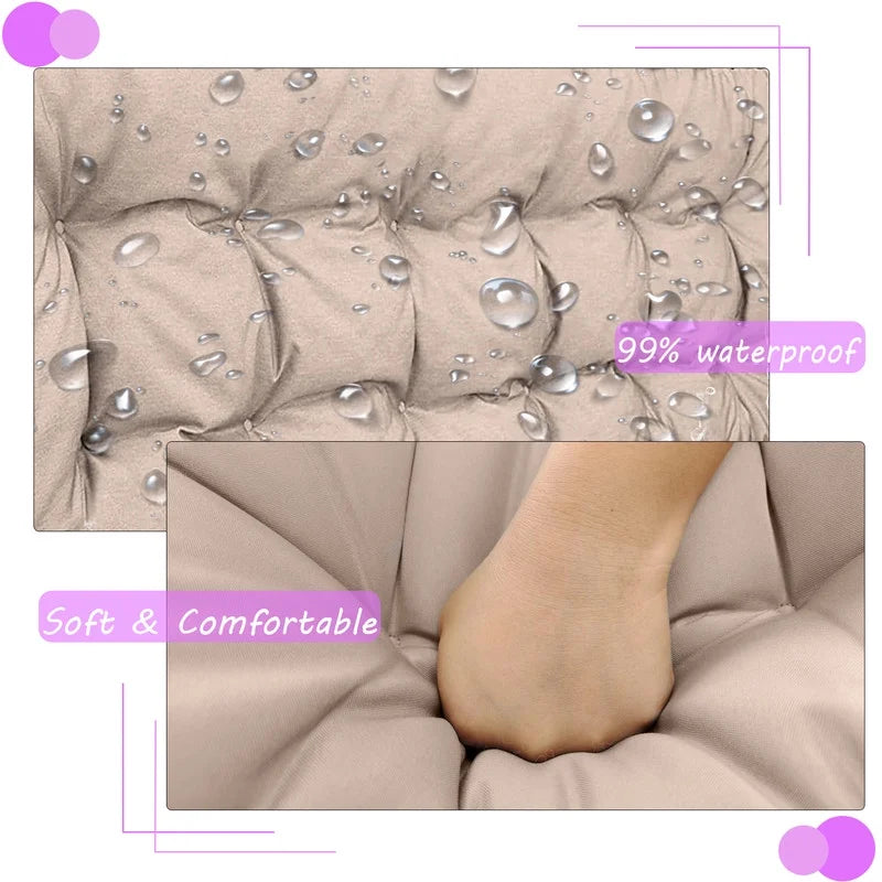 Swing Cushions 3 Seater Replacement, Waterproof Porch Swing Cushions, Thicken 5" Bench Cushions for Outdoor Furniture With Backrest , Patio Garden Loveseat Sofa Pads