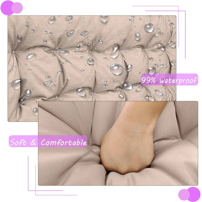 Swing Cushions 3 Seater Replacement, Waterproof Porch Swing Cushions, Thicken 5" Bench Cushions for Outdoor Furniture With Backrest , Patio Garden Loveseat Sofa Pads