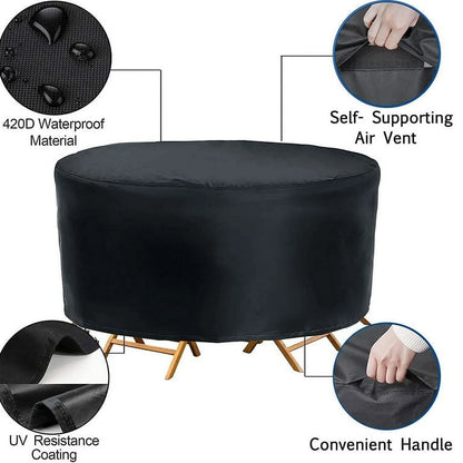 STARTWO Waterproof Round Outdoor Furniture Cover Durable and Tear-Resistant Patio Furniture Cover for Garden Windproof and Dustproof