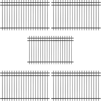 Fencer Wire Pack of 5 Heavy Duty Pinnacle Fence Barrier Panel, 5FT Height X 8FT Width Anti-Rust Metal Fencing Panel, 2 in. Diameter Steel Outdoor Decorative Garden Fence Panel for Yard, Pool, Patio