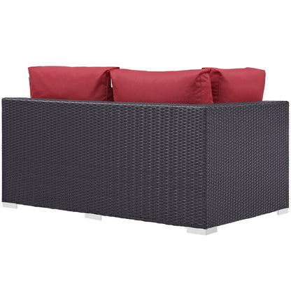 Modway Convene Outdoor Patio Left Arm Loveseat in Espresso Red