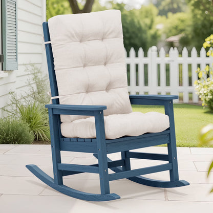 KINGYES HDPE Outdoor Rocking Chairs Set of 2,HDPE Patio Rocker for Porch,Black