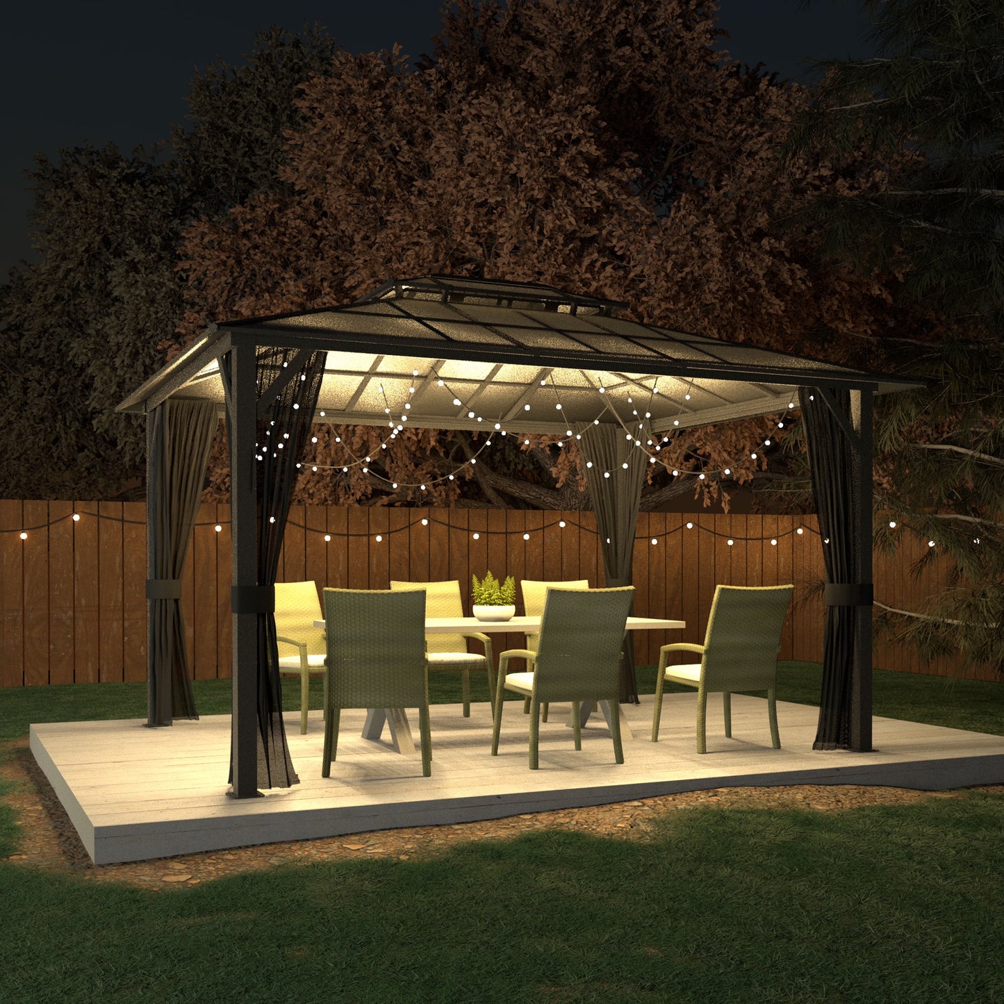 VEIKOUS 12' x 20' Outdoor Hardtop Gazebo, Double Roof Metal Gazebo for Patio, Garden, Lawn, Party