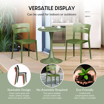 WestinTrends Playa 5-Piece Outdoor Metal Frame Dining Table Patio Set with Stackable Patio Dining Chairs, Olive Green