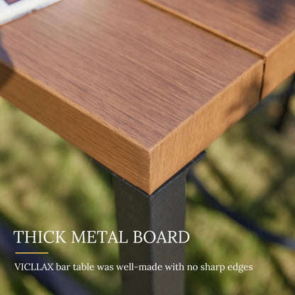 Vicllax Patio Rectangle Bar Table Metal Modern Style for Porch Garden (45.3"Lx13.8"Wx37.4"H)