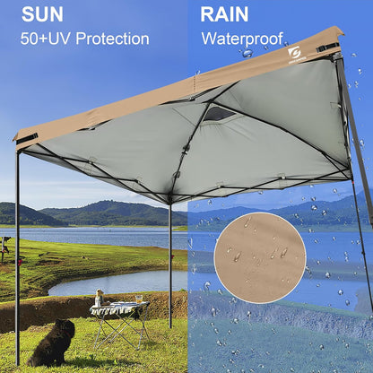 Waterproof for Exterior Garden Patio Camping Sun Shade(Top Only) (Khaki 10x10 Pop Up Canopy Replacement Top Cover with Air Vent for Straight Leg Canopy Tent, 1) | Large Capacity