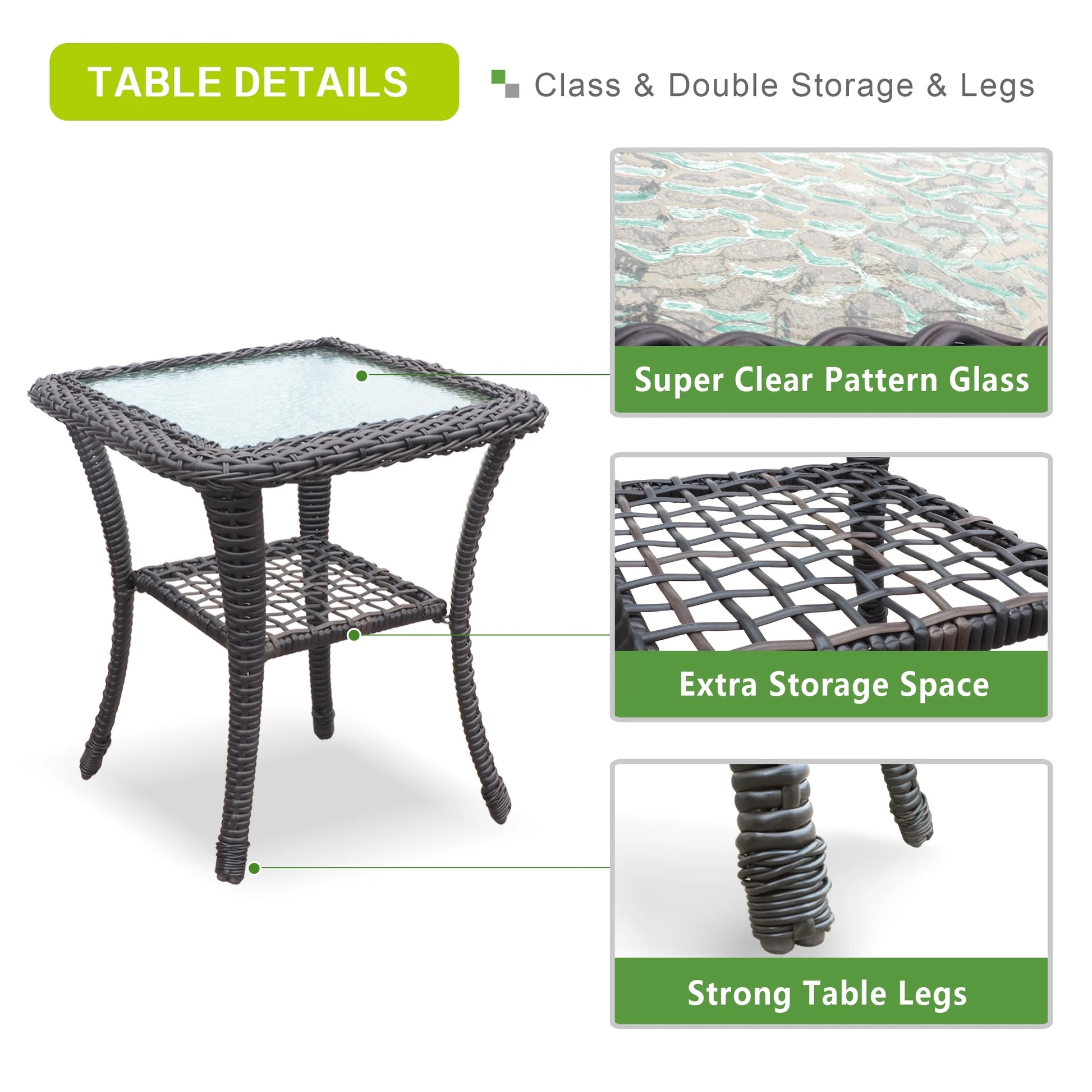 ATR ART to REAL Patio Swivel Wicker Chairs,Rattan Rocker Chairs with Side Table,Khaki