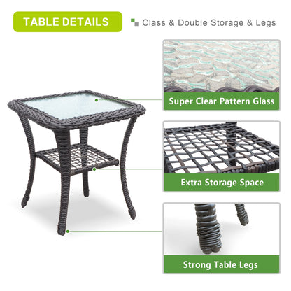 ATR ART to REAL Patio Swivel Wicker Chairs,Rattan Rocker Chairs with Side Table,Khaki