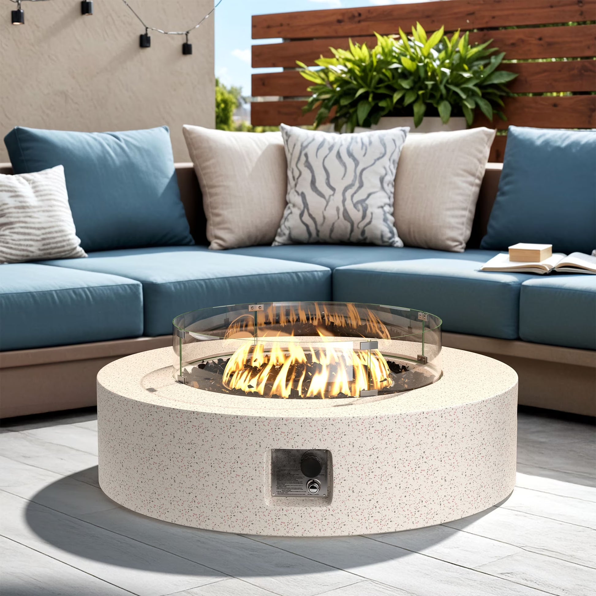 COSIEST 41''Round Fire Pit Table,50000 BTU Outdoor Propane Patio Fire Pit