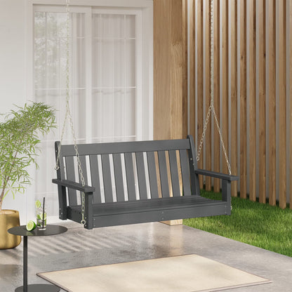 WestinTrends Malibu Outdoor Patio HDPE Hanging Front Porch Swing Bench, Dark Brown