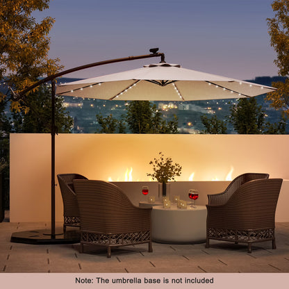 Costway 10 Ft Patio Solar LED Offset Umbrella 40 Lights Crank Base Turquoise