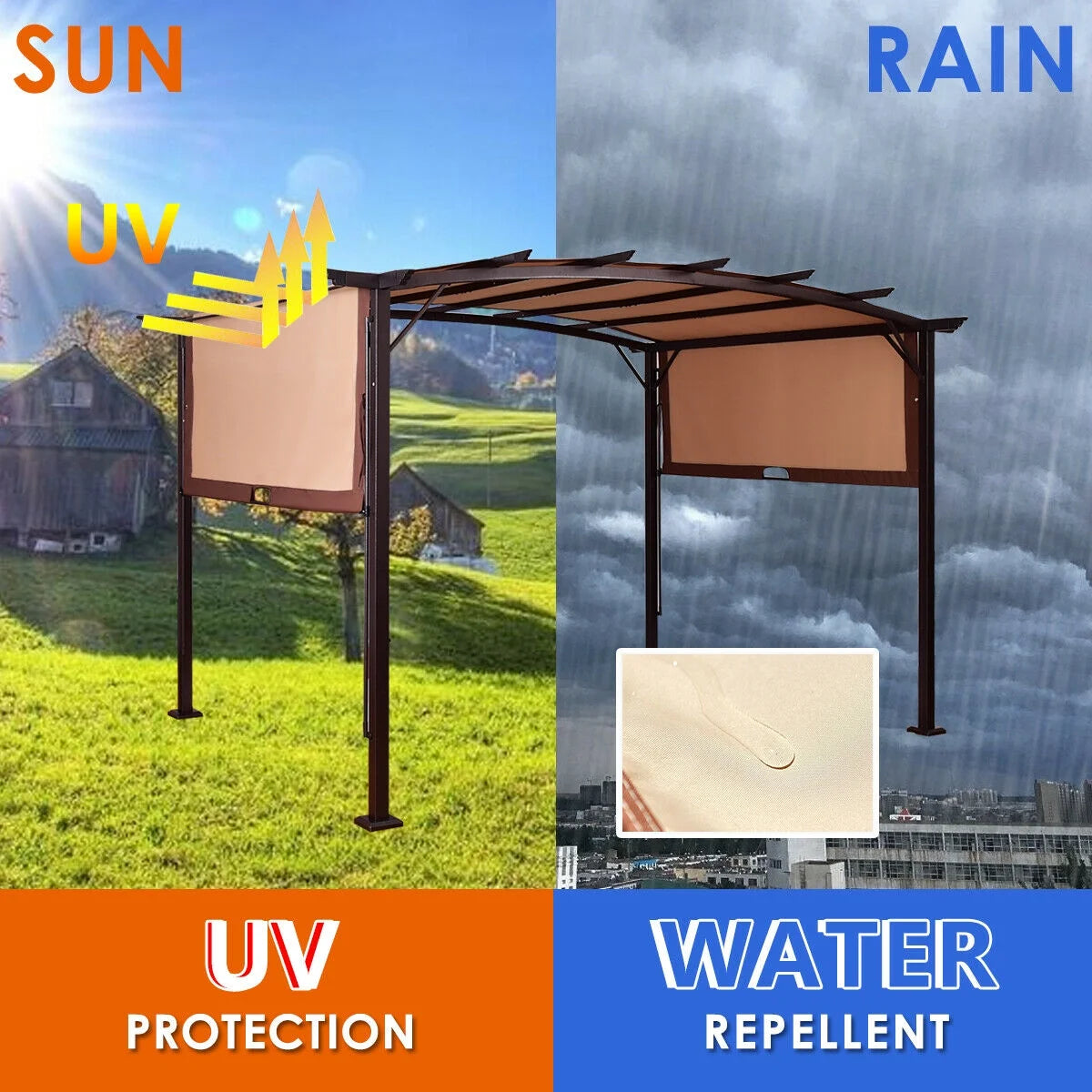 Gymax 12' x 9' Pergola Kit Metal Frame Gazebo Canopy Cover Patio Shelter