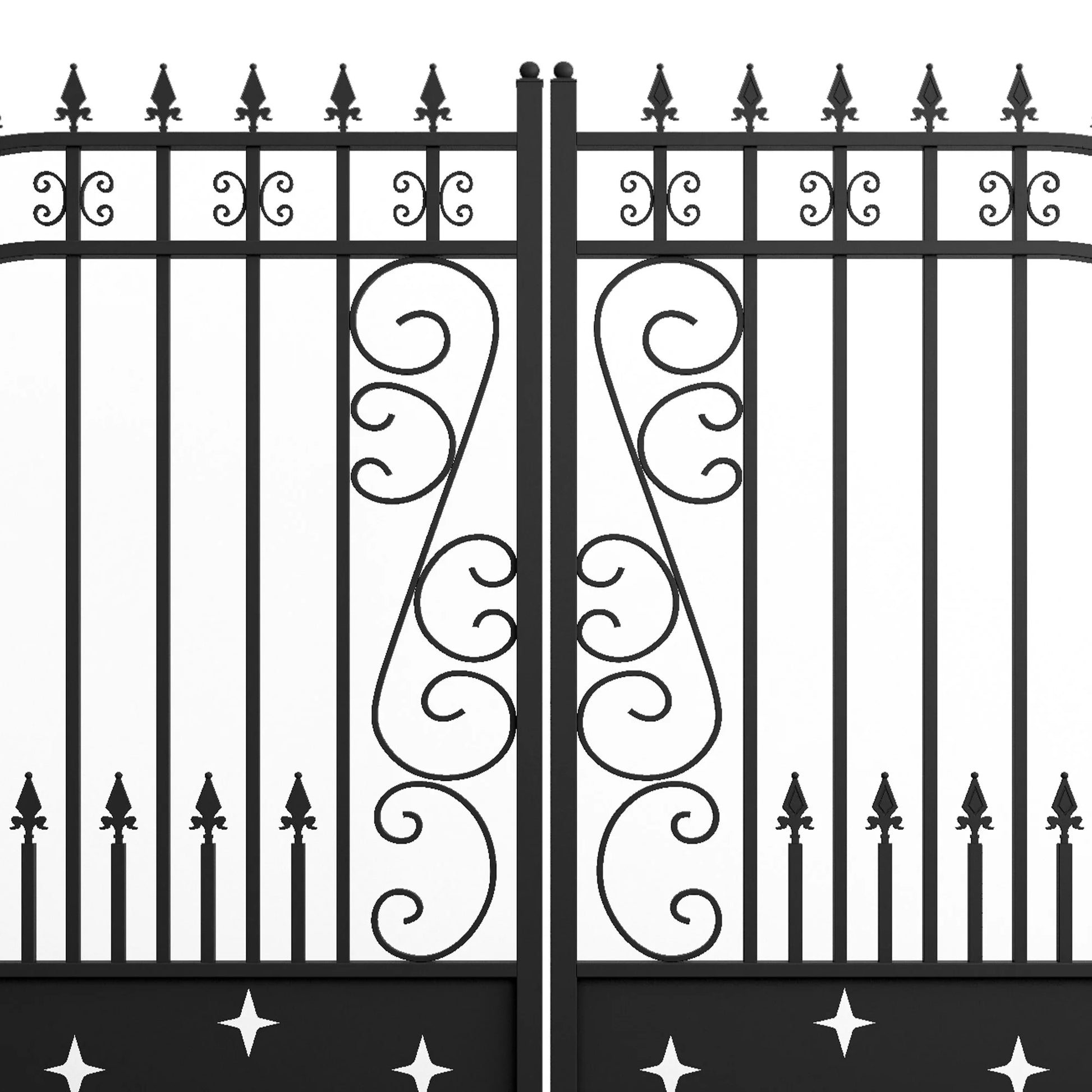 Outdoor Dual Swing Wrought Iron Gate for Driveway, Security Gate, Outdoor Fence Gate, Vienna Style for Yard, Backyard Patio 20'Star