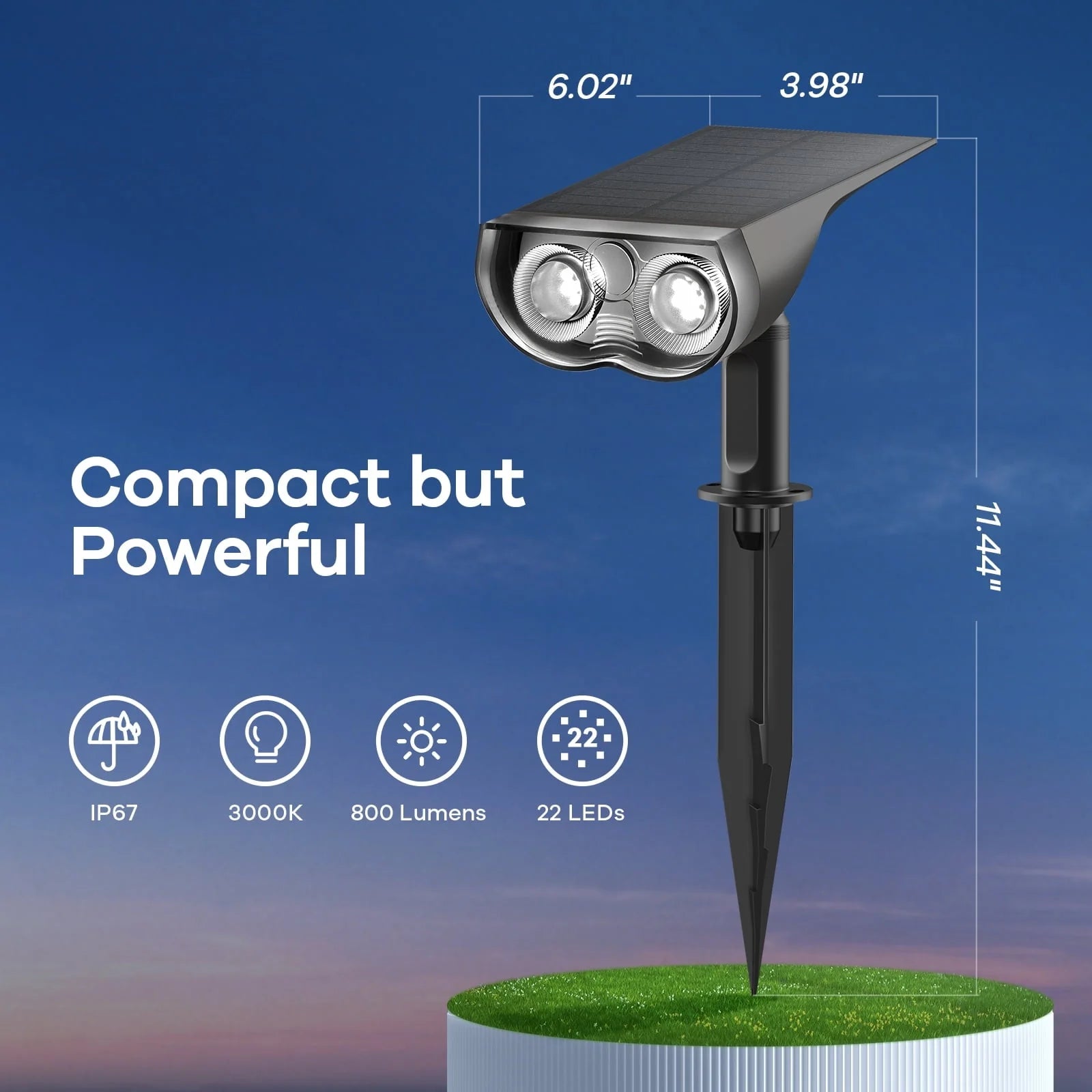 Linkind Solar Lights Outdoor, Solar Spot Lights Outdoor 800LM 6500K Daylight White, Solar Landscape Spotlights for Garden Yard Patio Driveway Porch, 4-Pack