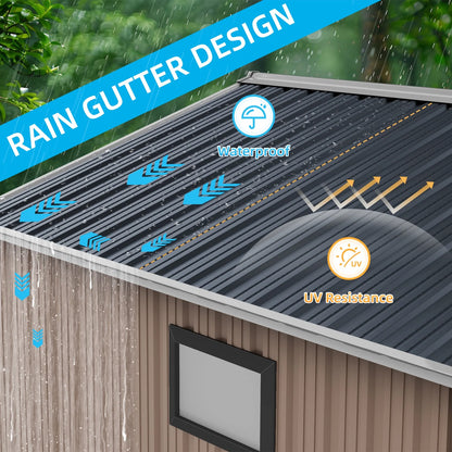 DISHUP Outdoor Storage Shed, 8x6 ft Metal Shed with WindowLockable Doors, Ideal for Backyard, Garden and Patio