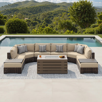 Sirio Oceanside 9-piece Fire Modular Outdoor Patio Seating Set