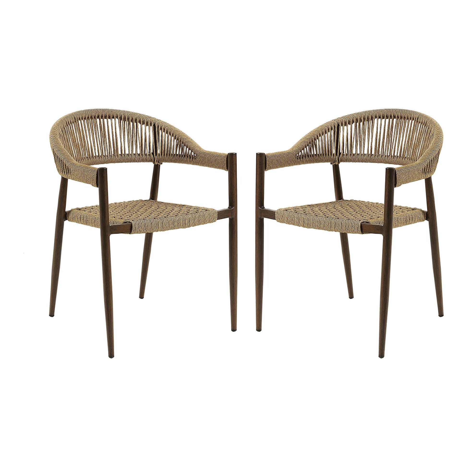 Furniture of America Clark Aluminum Patio Dining Chair in Natural (Set of 2)