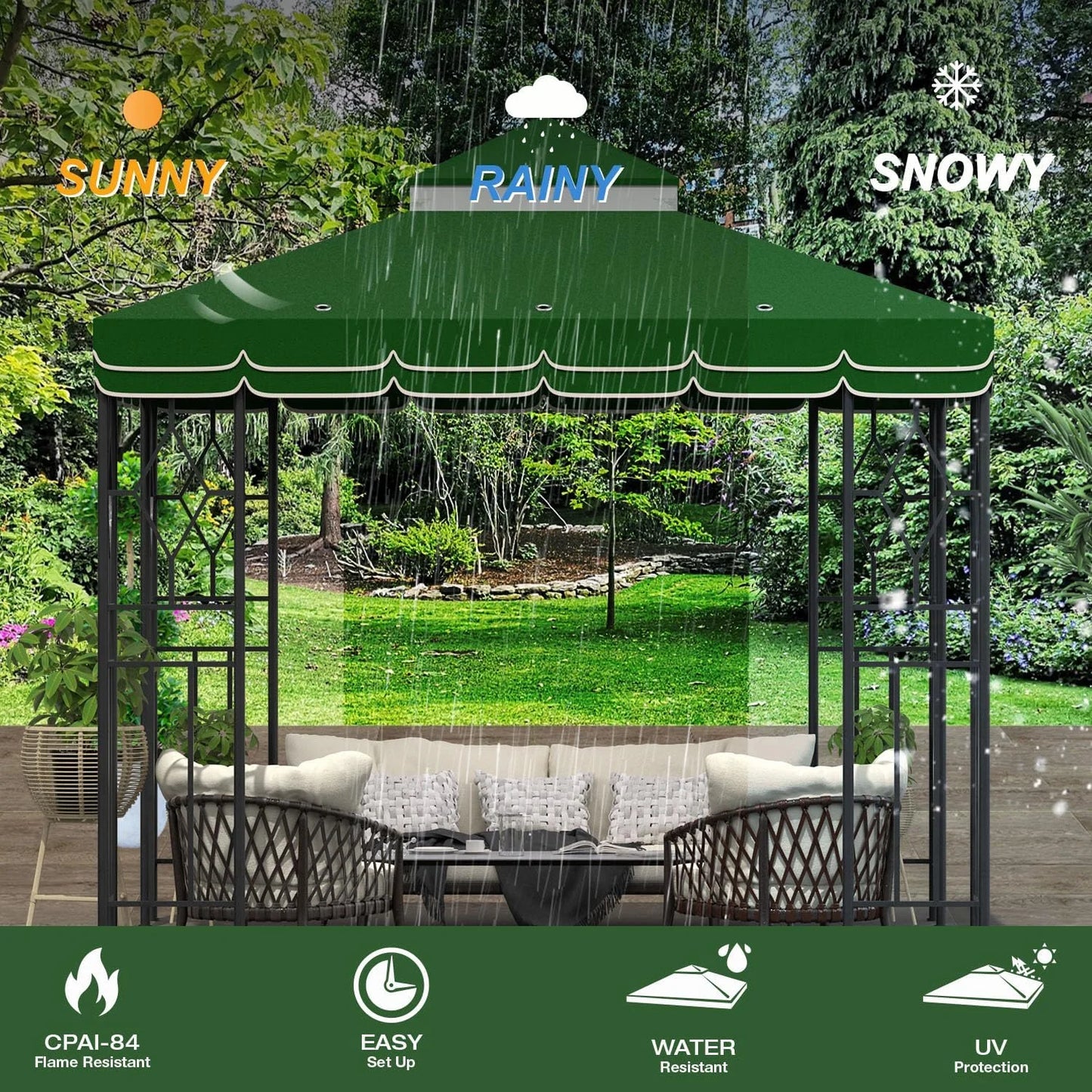 10x10 Canopy Replacement Top Double Tiered Gazebo Cover for Yard, Patio & Garden Durable Sunshade Replacement (Navy Blue)