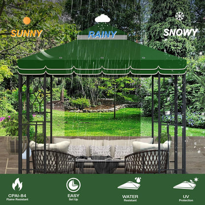10x10 Canopy Replacement Top Double Tiered Gazebo Cover for Yard, Patio & Garden Durable Sunshade Replacement (Navy Blue)