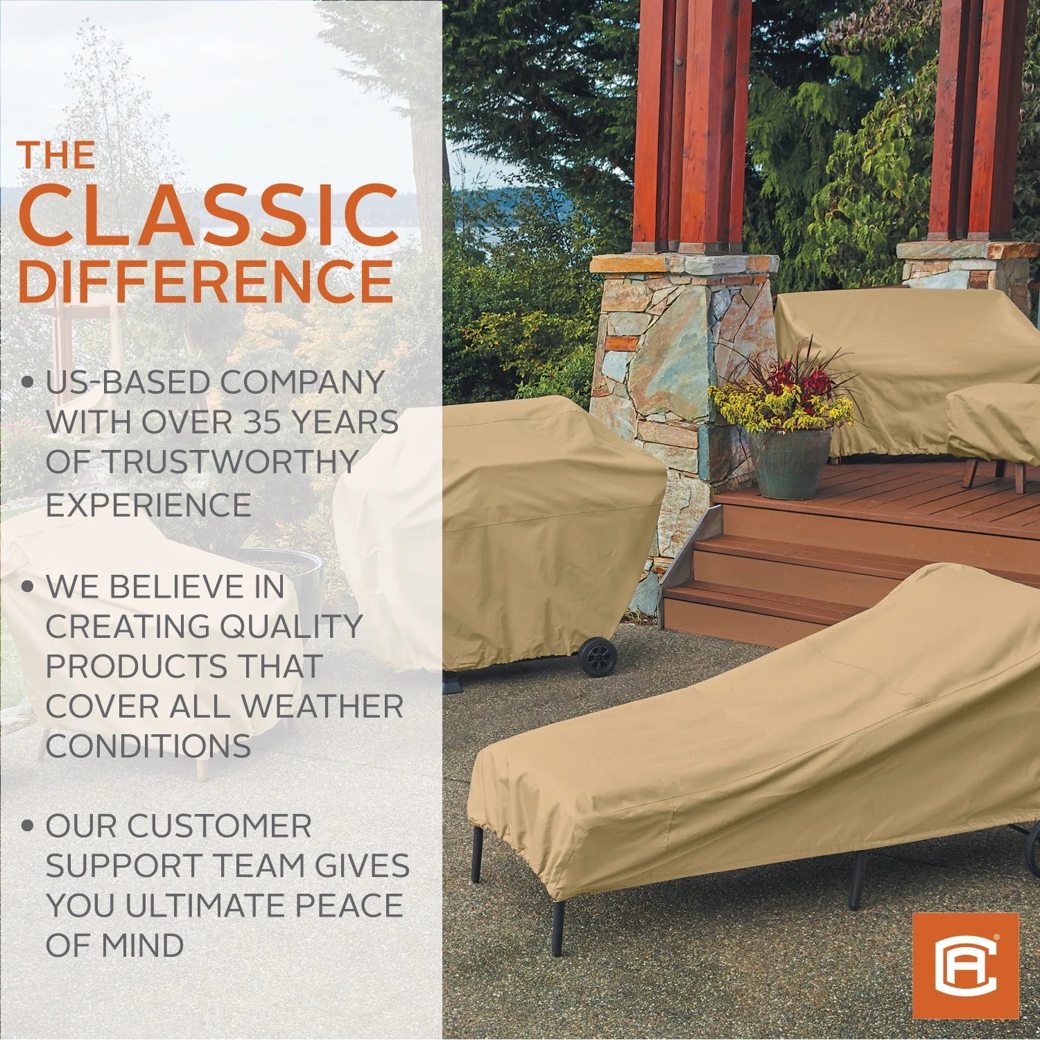 Classic Accessories Terrazzo Water-Resistant 104 Inch Patio Left-Facing Sectional Lounge Set Cover