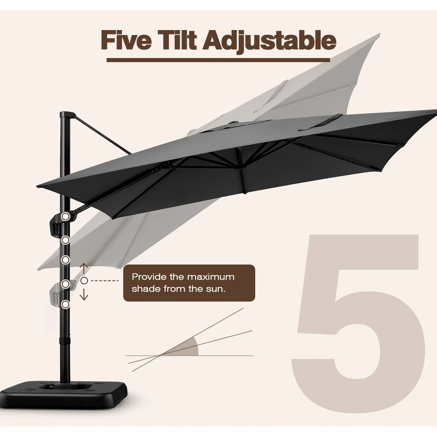 COBIZI 10' X 10' Patio Cantilever Umbrella Outdoor Offset Rectangle Umbrella with 360-degree Rotation for Deck Pool Garden,DarkGrey