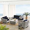 Modway Conway Sunbrella® Outdoor Patio Wicker Rattan 5-Piece Furniture Set in Light Gray Gray