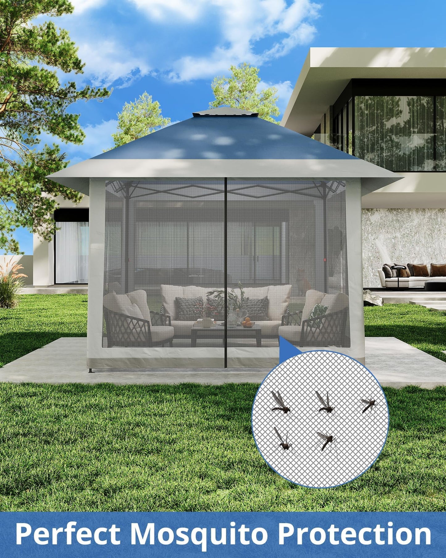 Accreate 13' X 13' Outdoor Patio Gazebo,Outdoor Canopy Tent with Mosquito Netting,Backyard Tent for Party, Wedding, Outdoor Dining, Patio, Backyard