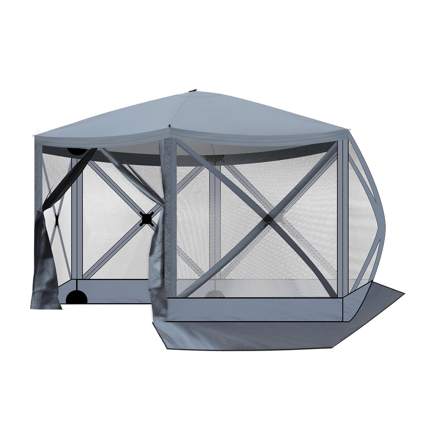 12'x12' Outdoor Pop-Up Canopy Tent - Dark Gray UV & Waterproof Gazebo with Mesh Sidewalls for Camping, Patio, Backyard - Easy 60-Sec Setup