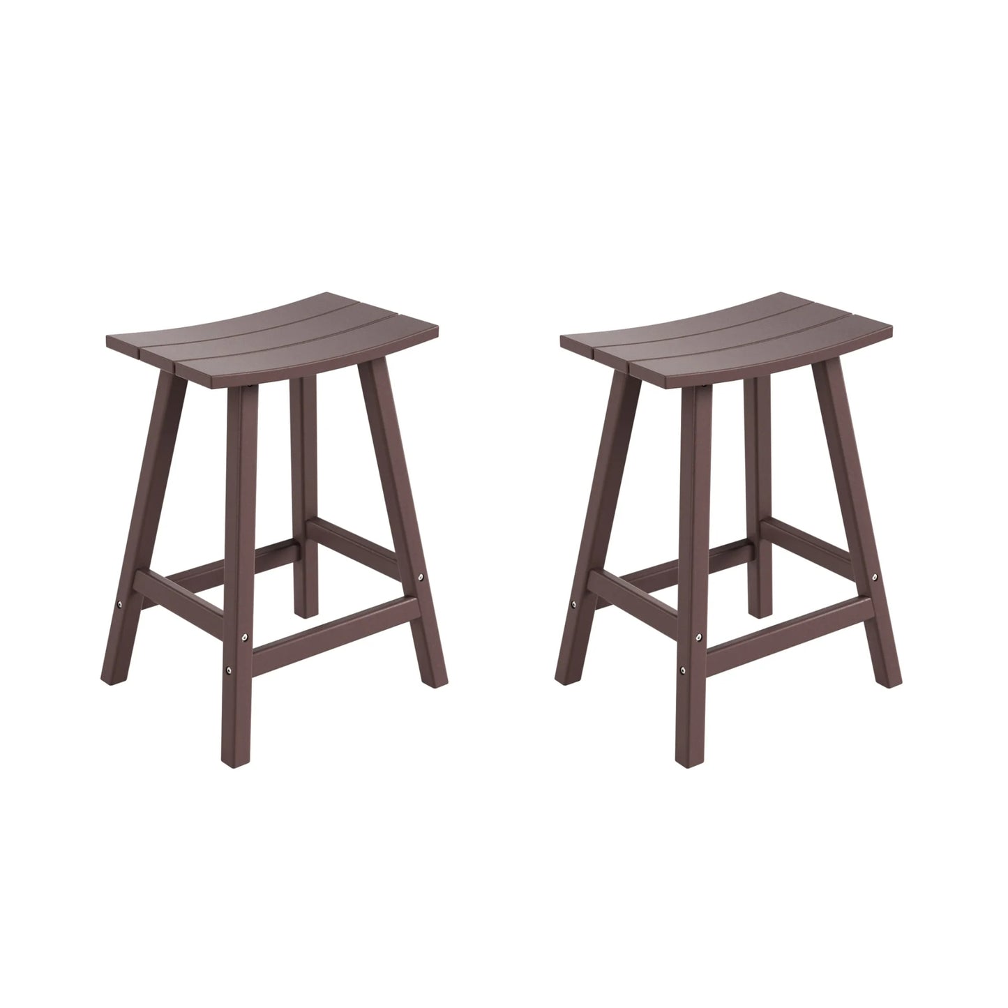 WestinTrends Malibu HDPE Outdoor Patio 24" Bar Stool Saddle Seat (Set of 2), Dark Brown
